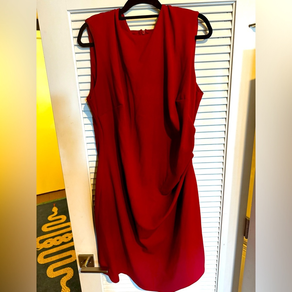 H&M XXL Red Side Ruched Work Dress